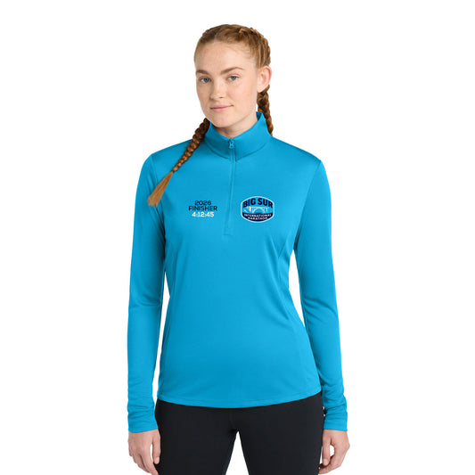 BIG SUR MARATHON FINISHER LADIES COMPETITOR 1/4-ZIP PULLOVER - CUSTOM EMBROIDERY WITH YOUR TIME