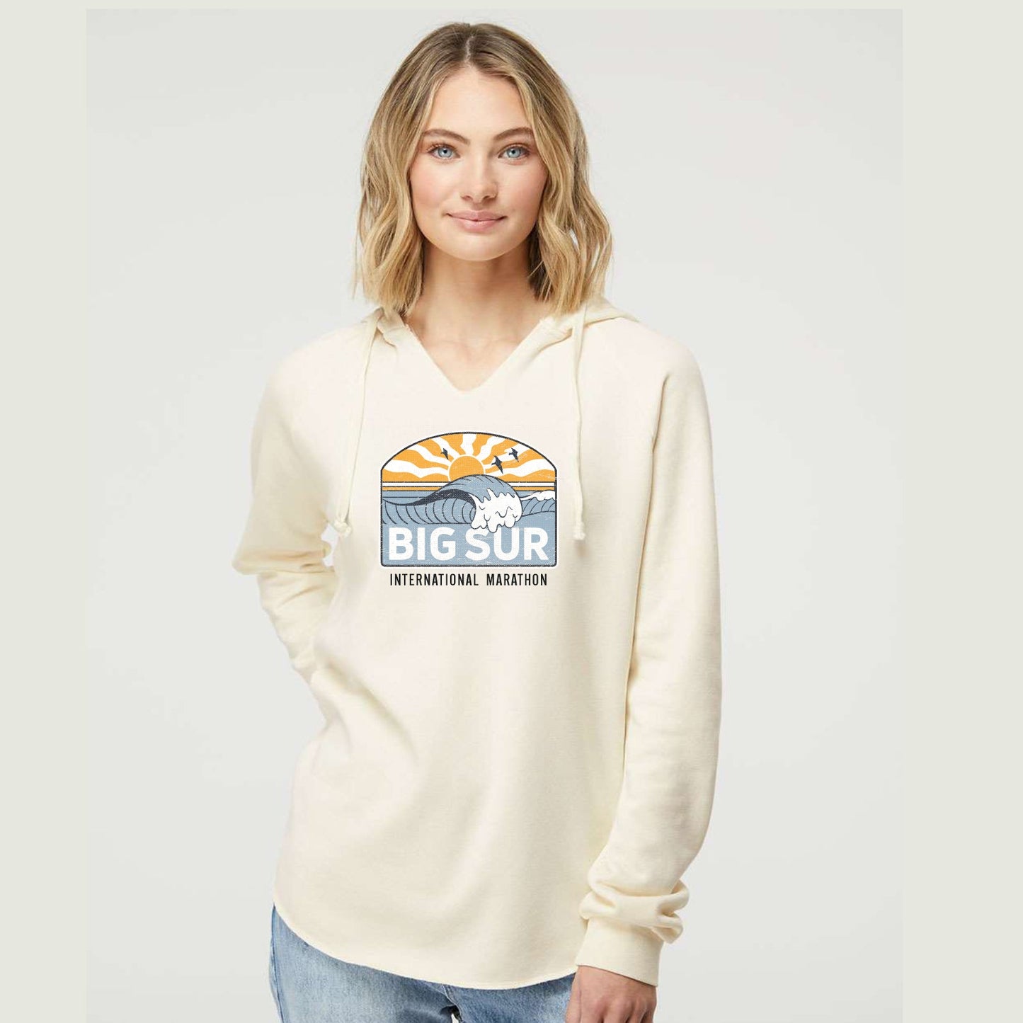 Women's Garment-Washed Hoody -Bone- Sunset