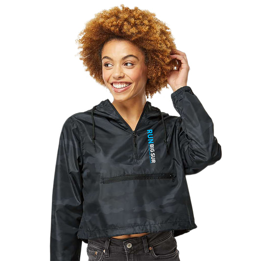 BSIM Women's Crop Hooded Windbreaker -Black Camo- LCP