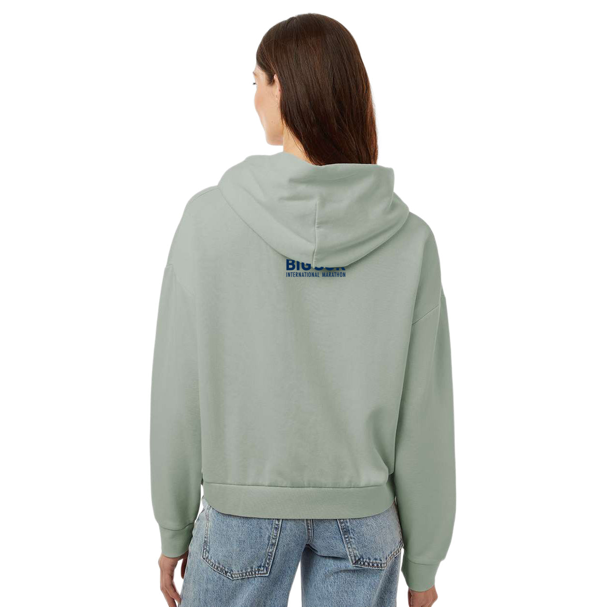 BSIM Women's Garment-Washed Boxy Hoody -Sage- Center Embroidery