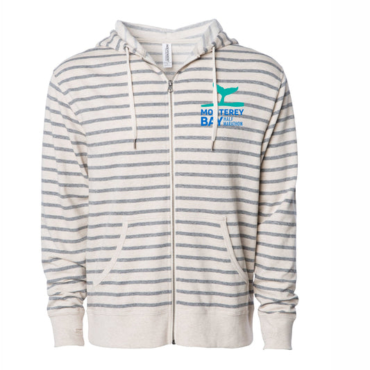 MBH French Terry Zip Hoody -Oatmeal Stripe- Embroidery