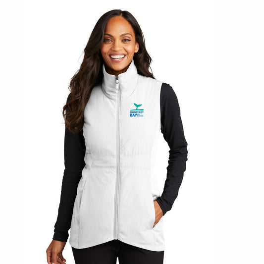 MBH Women's Insulated Zip Vest -White- Embroidery