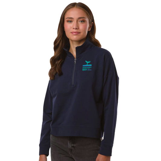 MBH Women's French Terry 1/4 Zip -Navy- Embr.