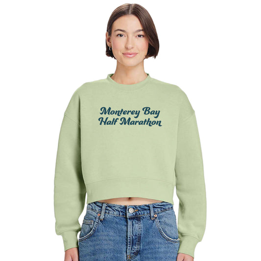 MBH Women's Crop Fleece Crew -Matcha- Embroidered