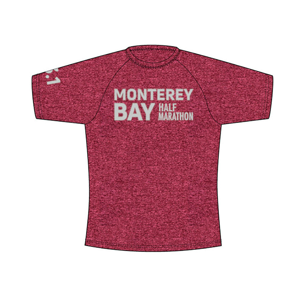 Monterey Bay Half Marathon Men's Short Sleeve Performance Tee, Cardinal Heather - BSIM Store