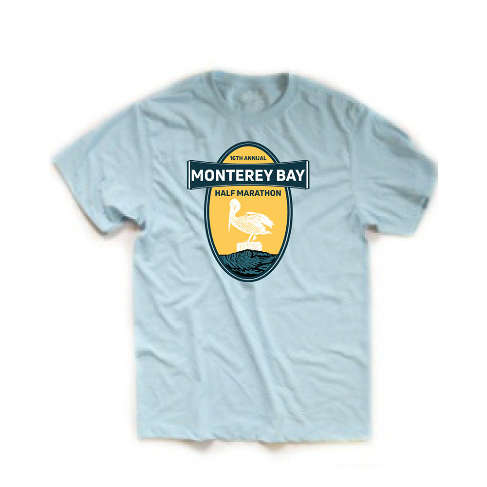 Monterey Bay Half Marathon Men's 100% Recycled Tee, Cooler Blue - BSIM Store