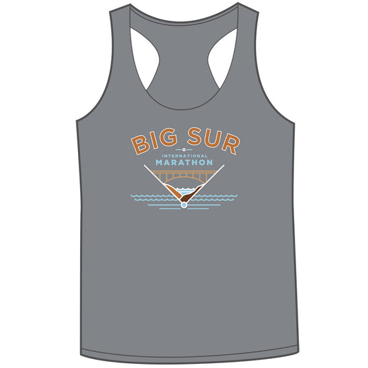 Big Sur International Marathon Women's Racerback Tank, Grey - BSIM Store