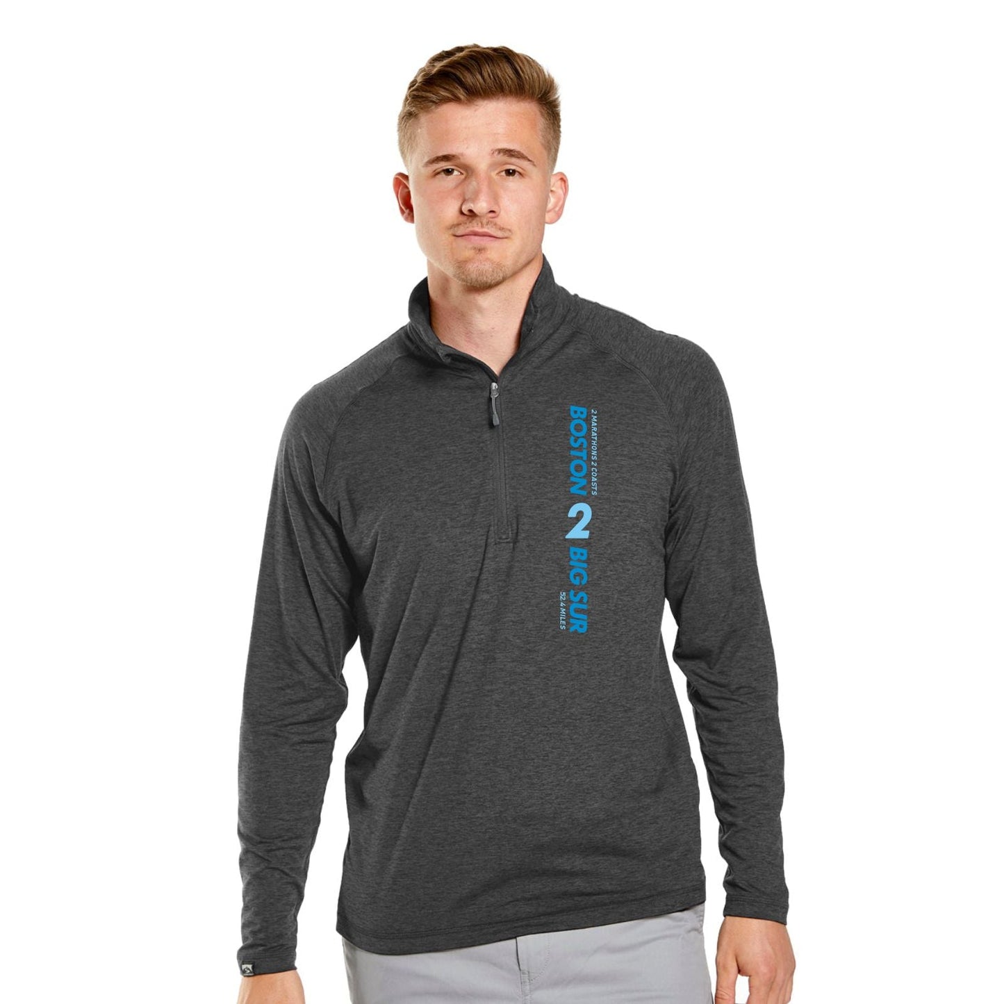 BSIM Men's Eco Sueded 1/4 Zip - Dark Heather Grey - Boston 2 Big Sur