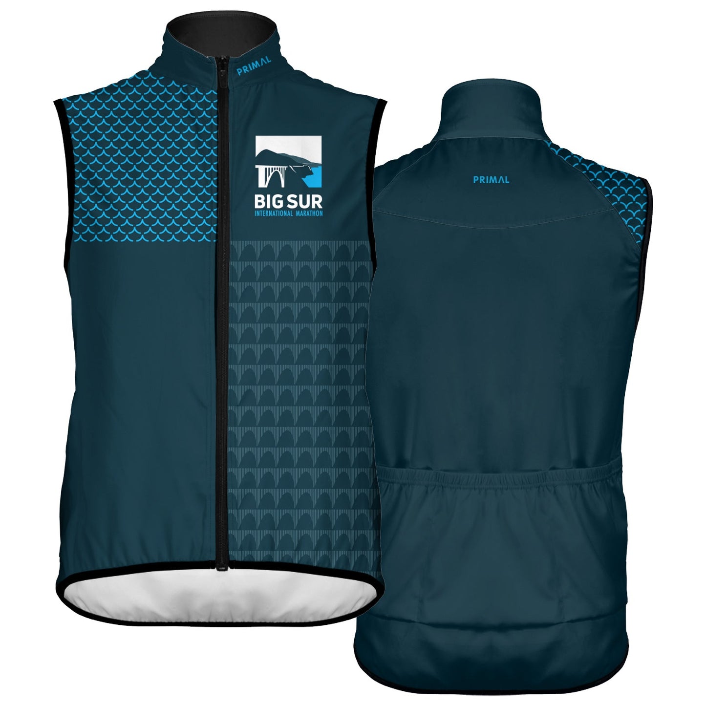 BSIM Unisex Zip Wind Vest - Blue - Logo – Big Sur Marathon Foundation Store