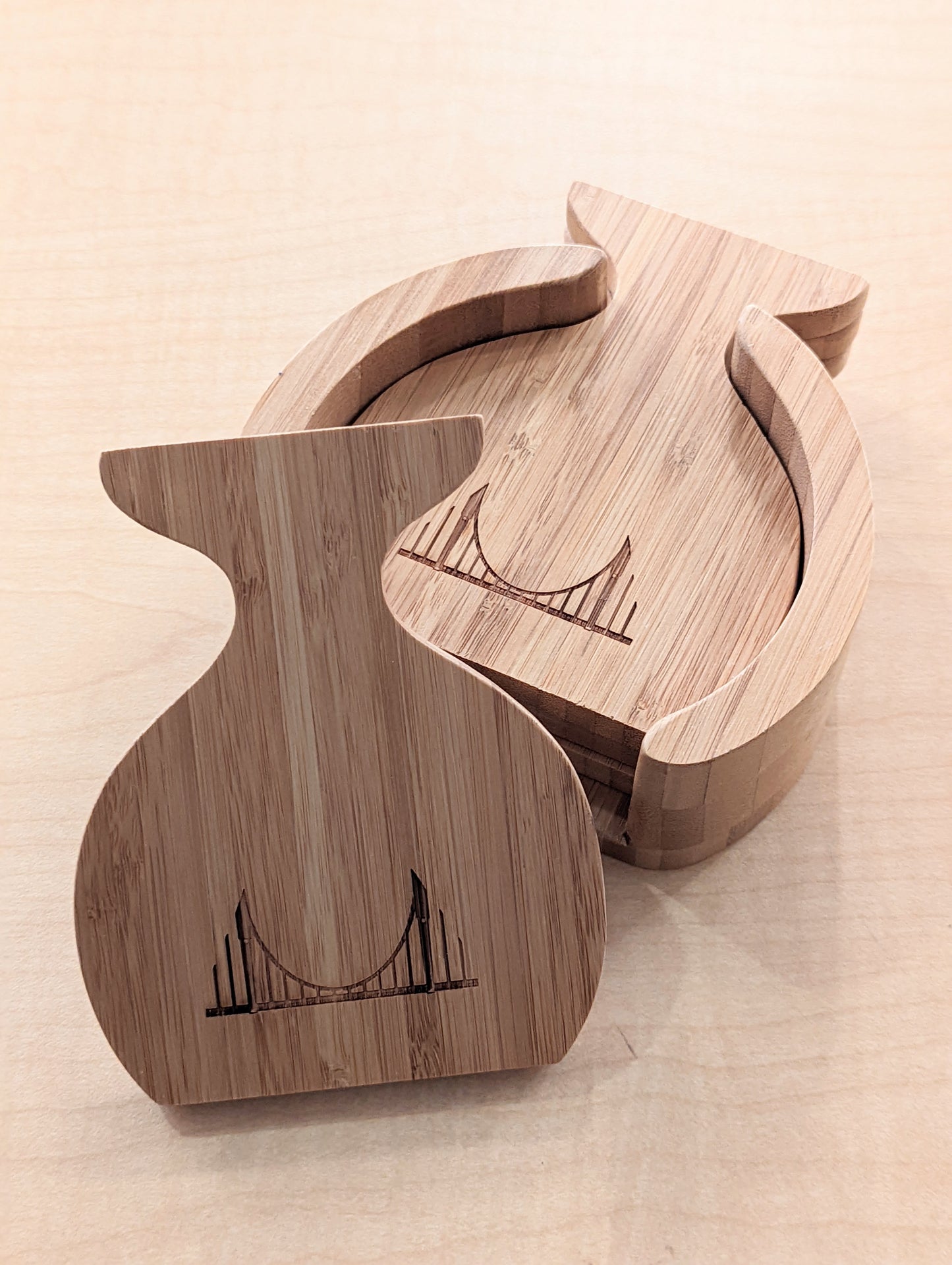 BSIM Wood Coaster Set of 4 - Whale Tail