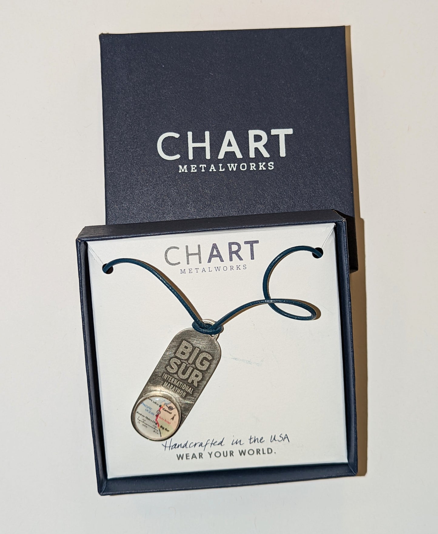 BSIM Cord Necklace, Pewter & Map Pendant -Chart