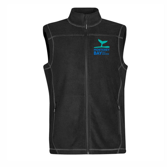 MBH Men's Fleece Zip Coverstitch Vest -Black- Embroidery
