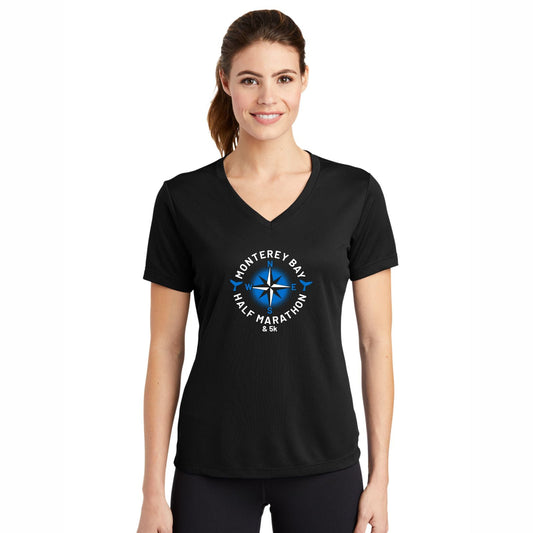 MBH Women's Tech V-Neck Tee -Black- 2022 Course