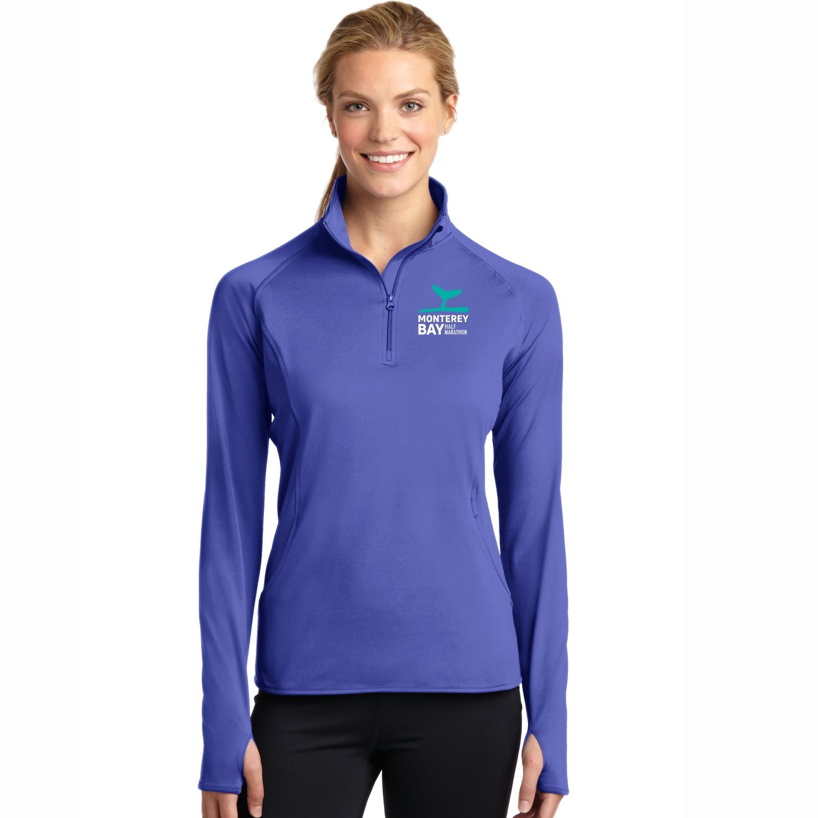 MBH Women's Tech Pocket 1/2 Zip -Iris- Embroidery